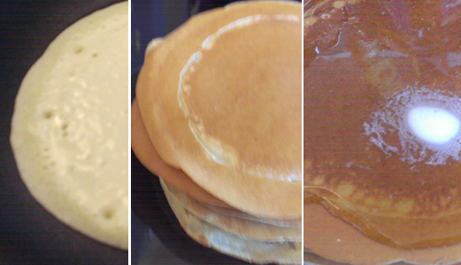 Pancake crepes 'pancrepes' with maple syrup and lemon